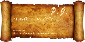 Pluhár Jolán névjegykártya