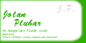 jolan pluhar business card