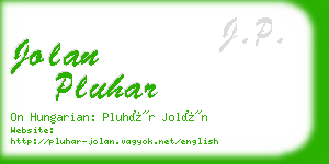 jolan pluhar business card